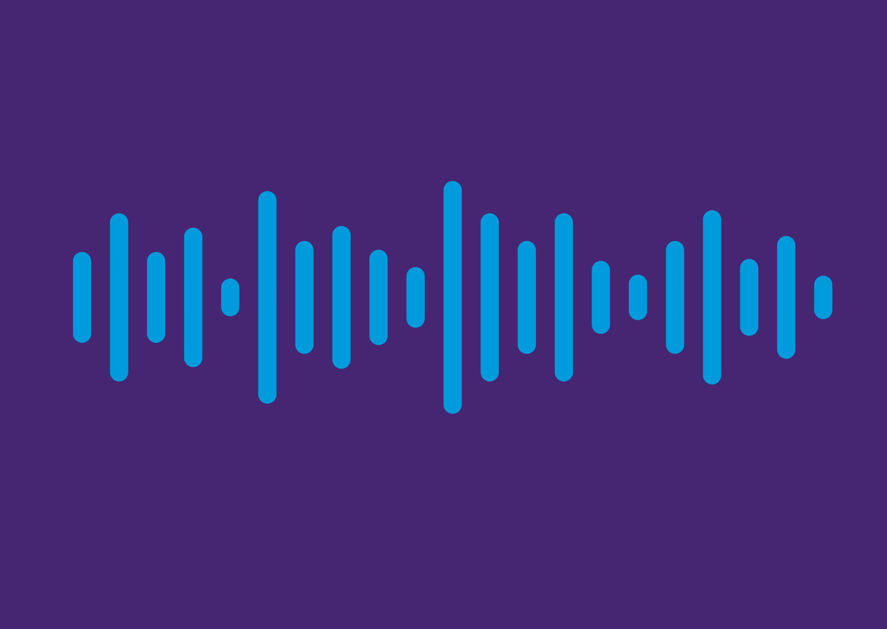 Blaue Soundlinien auf lila Hintergrund